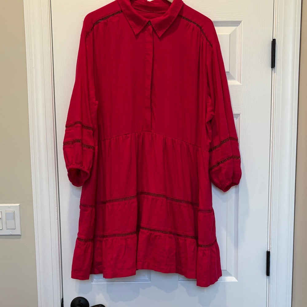 Maeve Bettina dark pink 2X tiered Dress